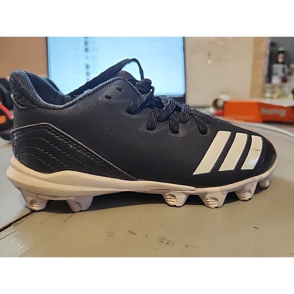Youth Adidas Baseball Icon 4 MD Cleats Black White Size 12K Kids - Picture 2 of 12